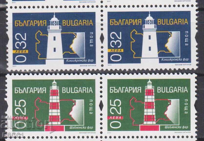 Καθαρές σφραγίδες μηχανικής προστασίας Φάροι θαλάσσης 2001 από Βουλγαρία