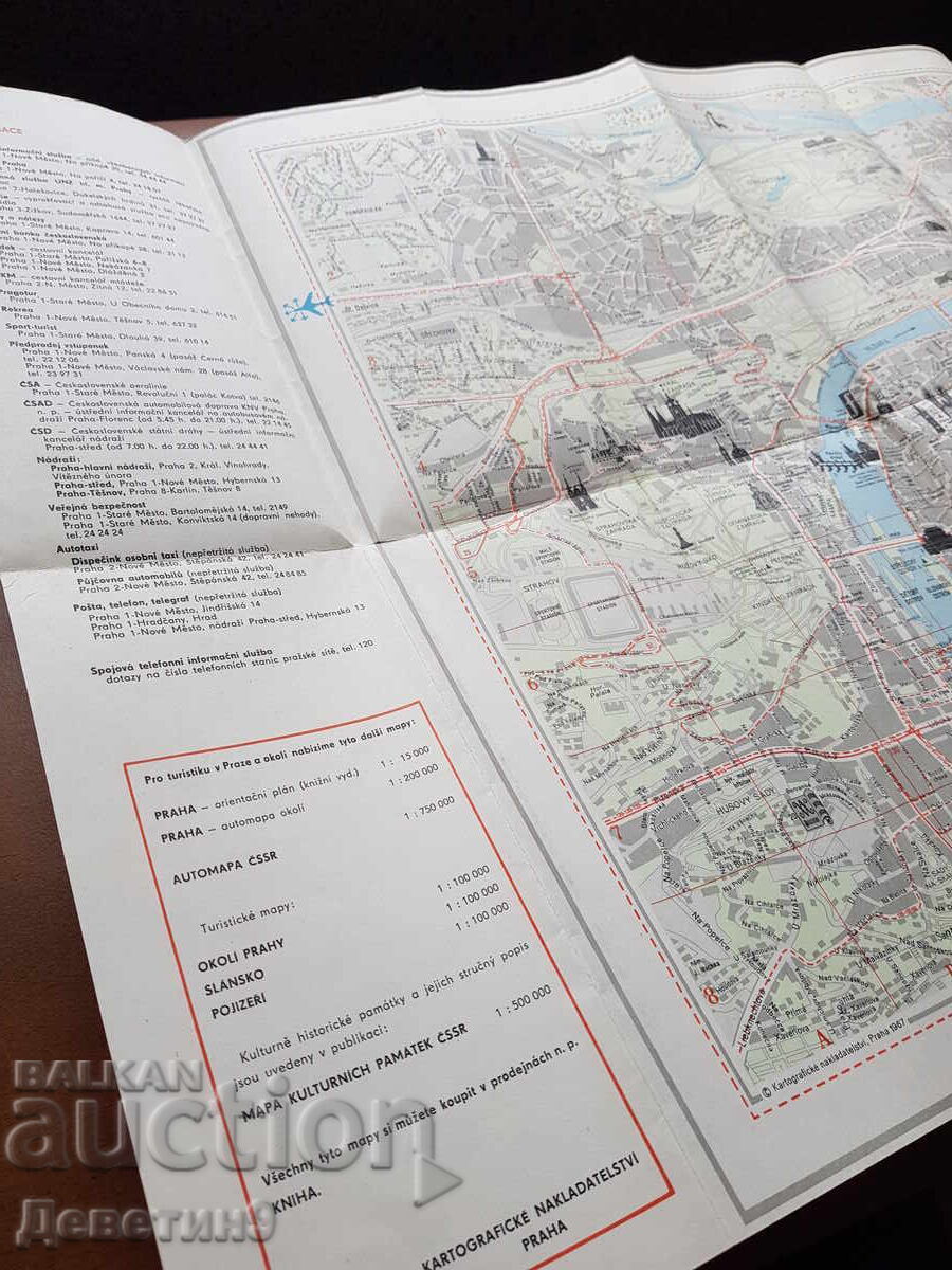 Livrarea Hartă veche cehă - Praga 1970 Livrarea Hartă veche cehă - Praga 1970