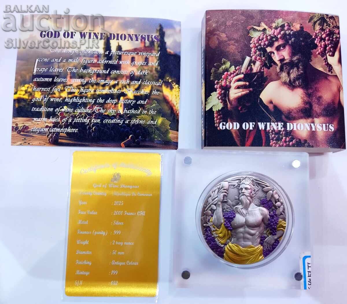 Auction Silver 2 oz Dionysus God of Wine 2025 Cameroon Auction Silver 2 oz Dionysus God of Wine 2025 Cameroon