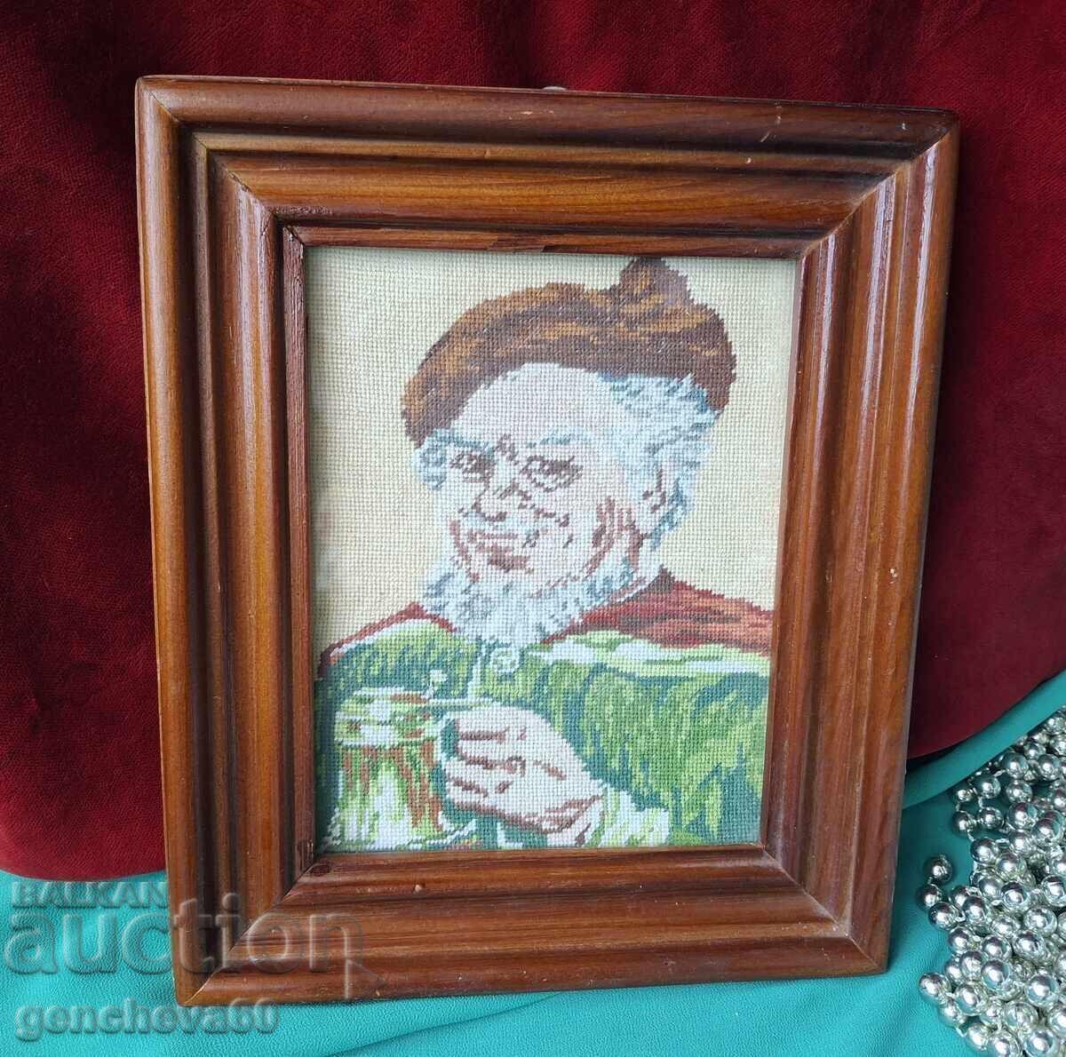 Hand-stitched tapestry "Sailor with a mug" - 5