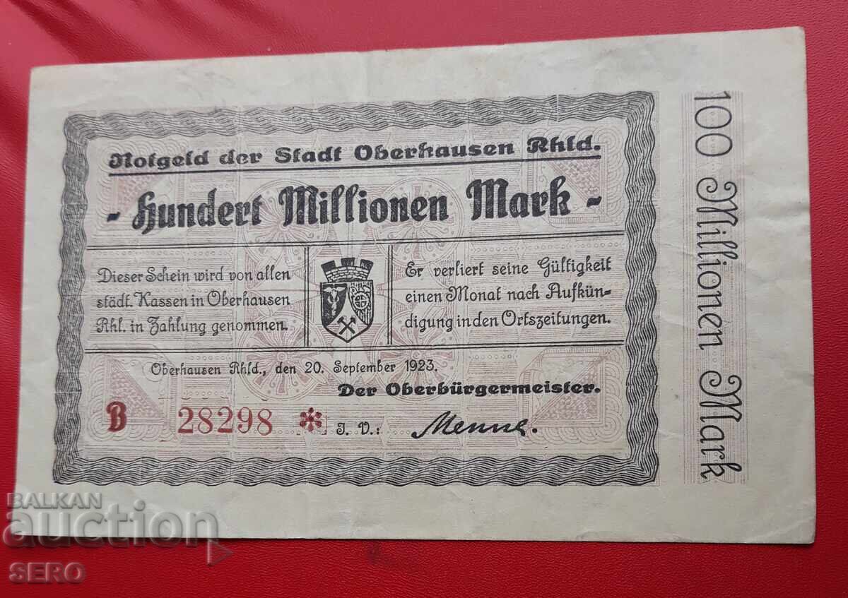 Банкнота-Германия-С.Рейн-Вестфалия-Оберхаузен-100 млн.м.1923