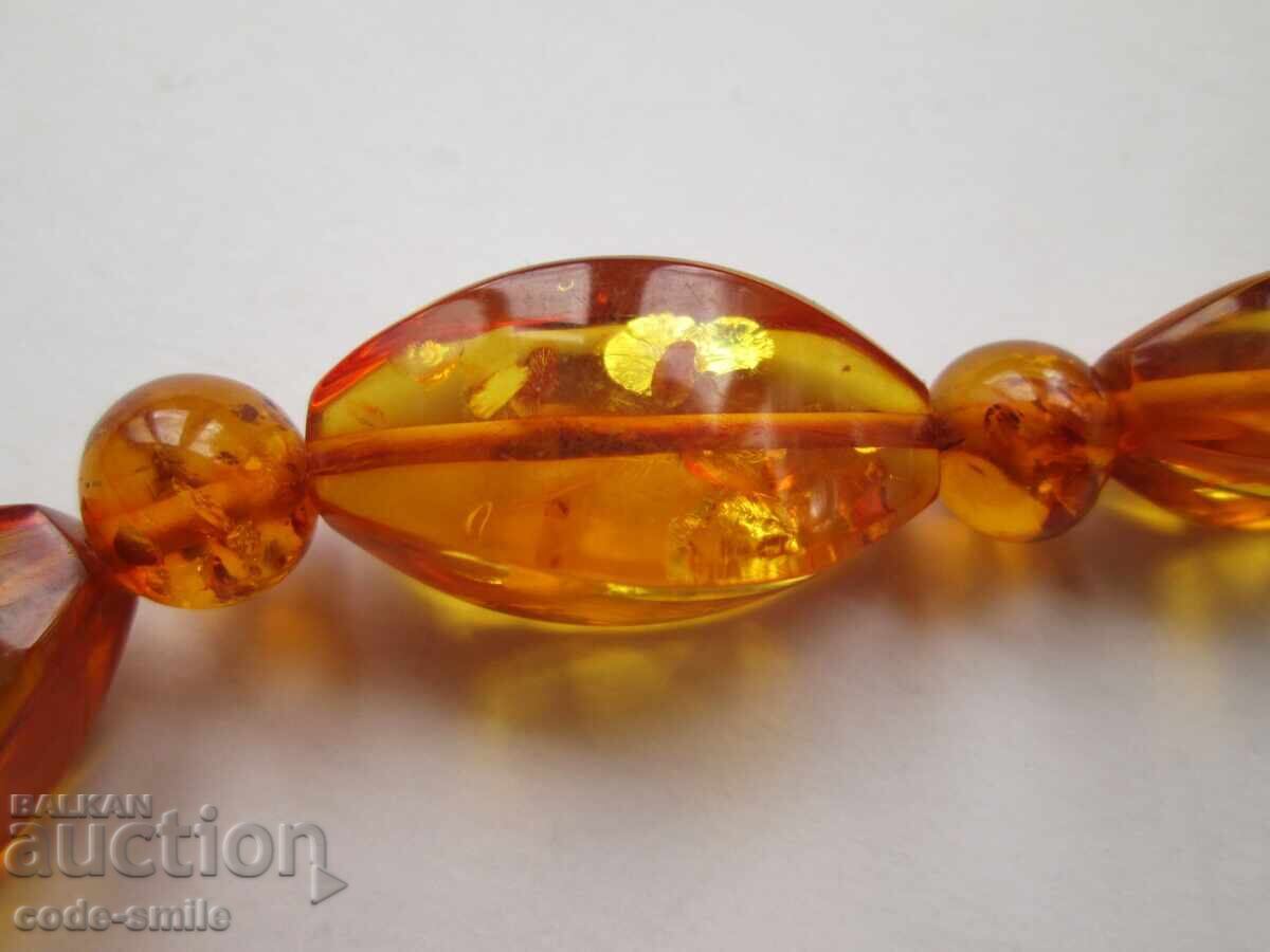 Старо дамско кехлибарено колие гердан естествен кехлибар - 6