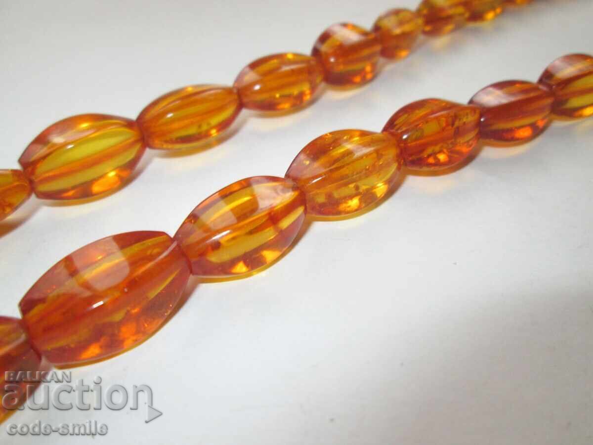 Старо дамско кехлибарено колие гердан естествен кехлибар - 7