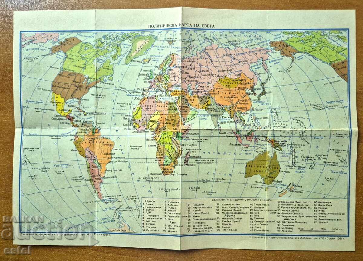 Hartă politică mondială - 1961 Hartă politică mondială - 1961