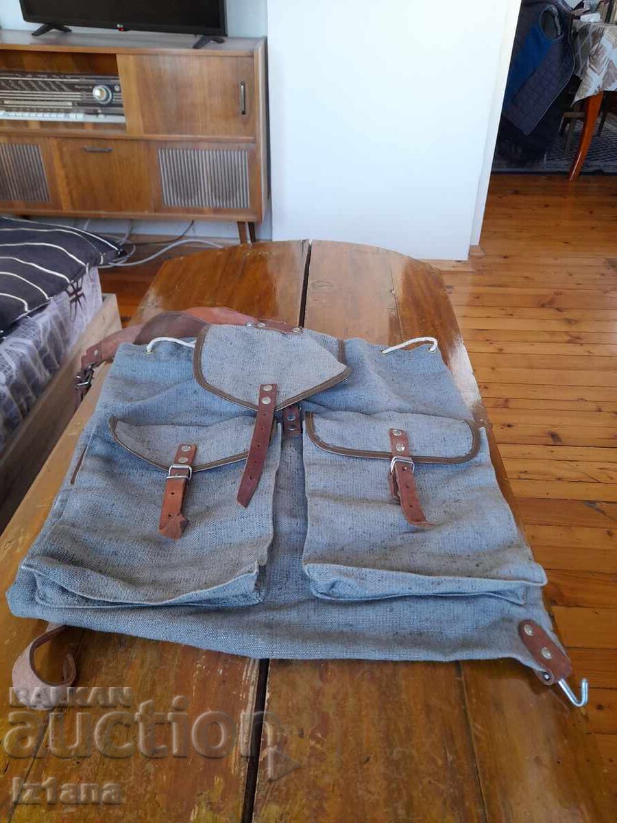 Old canvas backpack