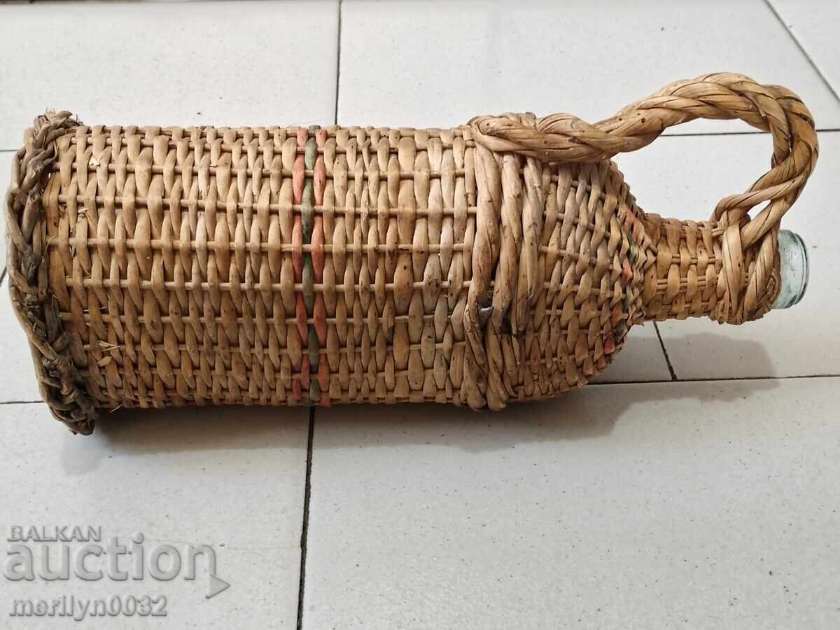 Παλιά πλεκτή δαματζάνα, μπουκάλι με πλέξη, μπουκάλι, γυαλί - 5 Παλιά πλεκτή δαματζάνα, μπουκάλι με πλέξη, μπουκάλι, γυαλί - 5