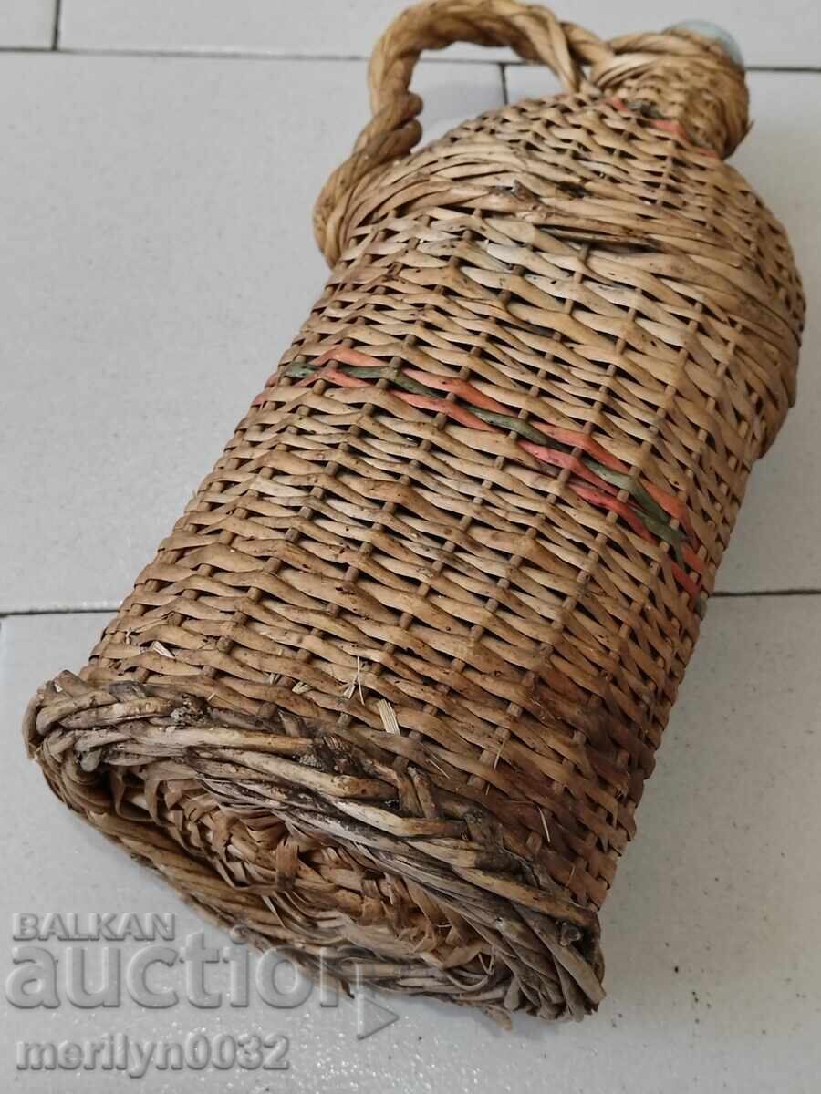 Παλιά πλεκτή δαματζάνα, μπουκάλι με πλέξη, μπουκάλι, γυαλί - 6 Παλιά πλεκτή δαματζάνα, μπουκάλι με πλέξη, μπουκάλι, γυαλί - 6