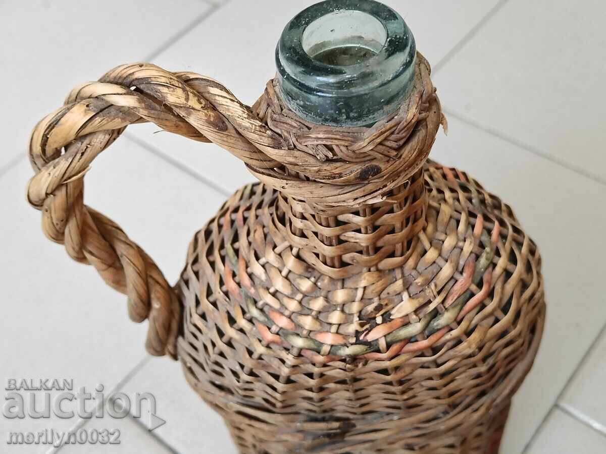 Παλιά πλεκτή δαματζάνα, μπουκάλι με πλέξη, μπουκάλι, γυαλί - 7 Παλιά πλεκτή δαματζάνα, μπουκάλι με πλέξη, μπουκάλι, γυαλί - 7
