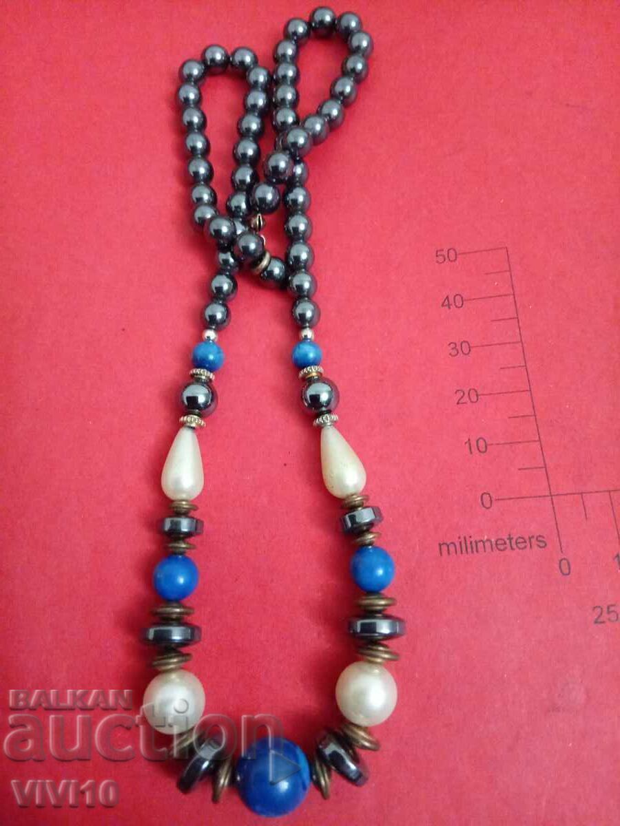 Antique necklace with hematite and pearls