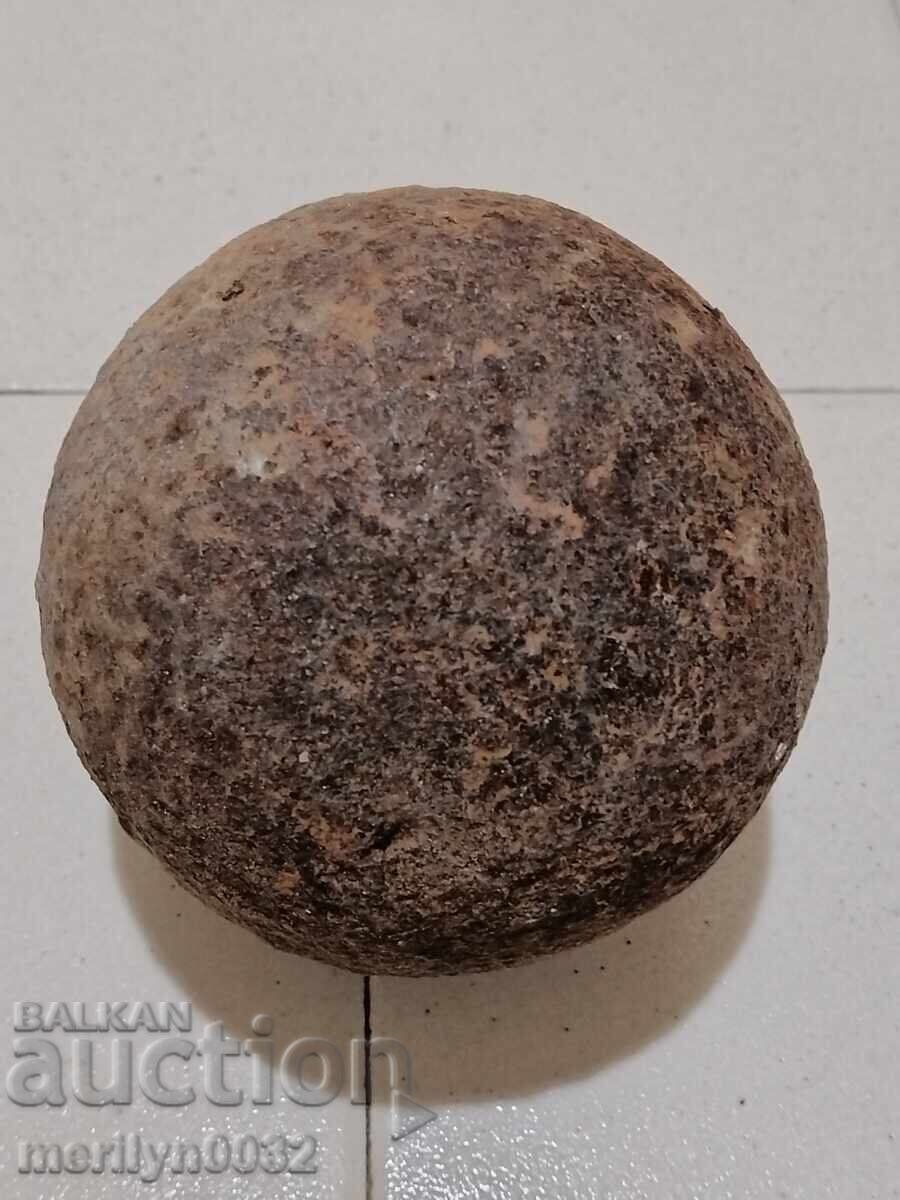 Old cannonball from a cannon, artillery piece, mortar, bombard