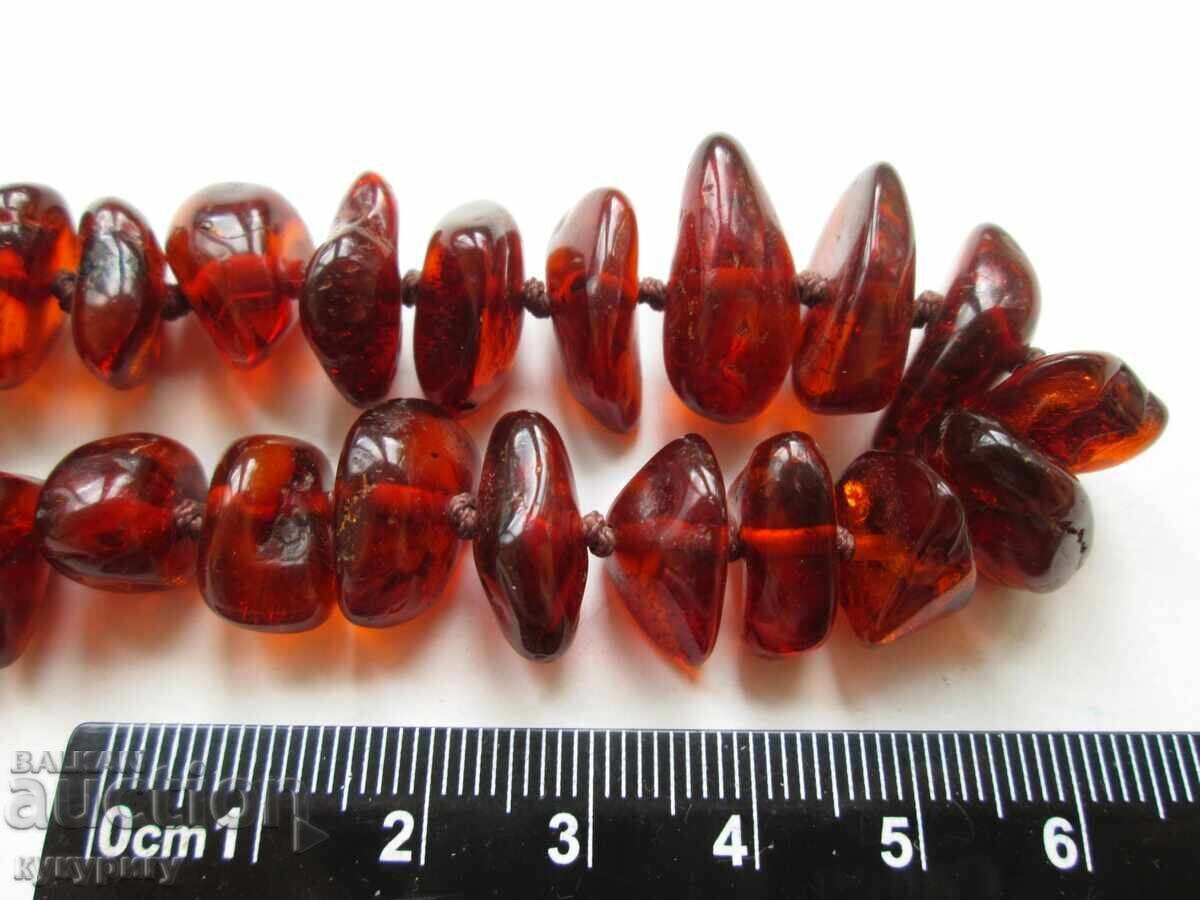 Старо кехлибарено колие гердан натурален тъмен кехлибар - 5