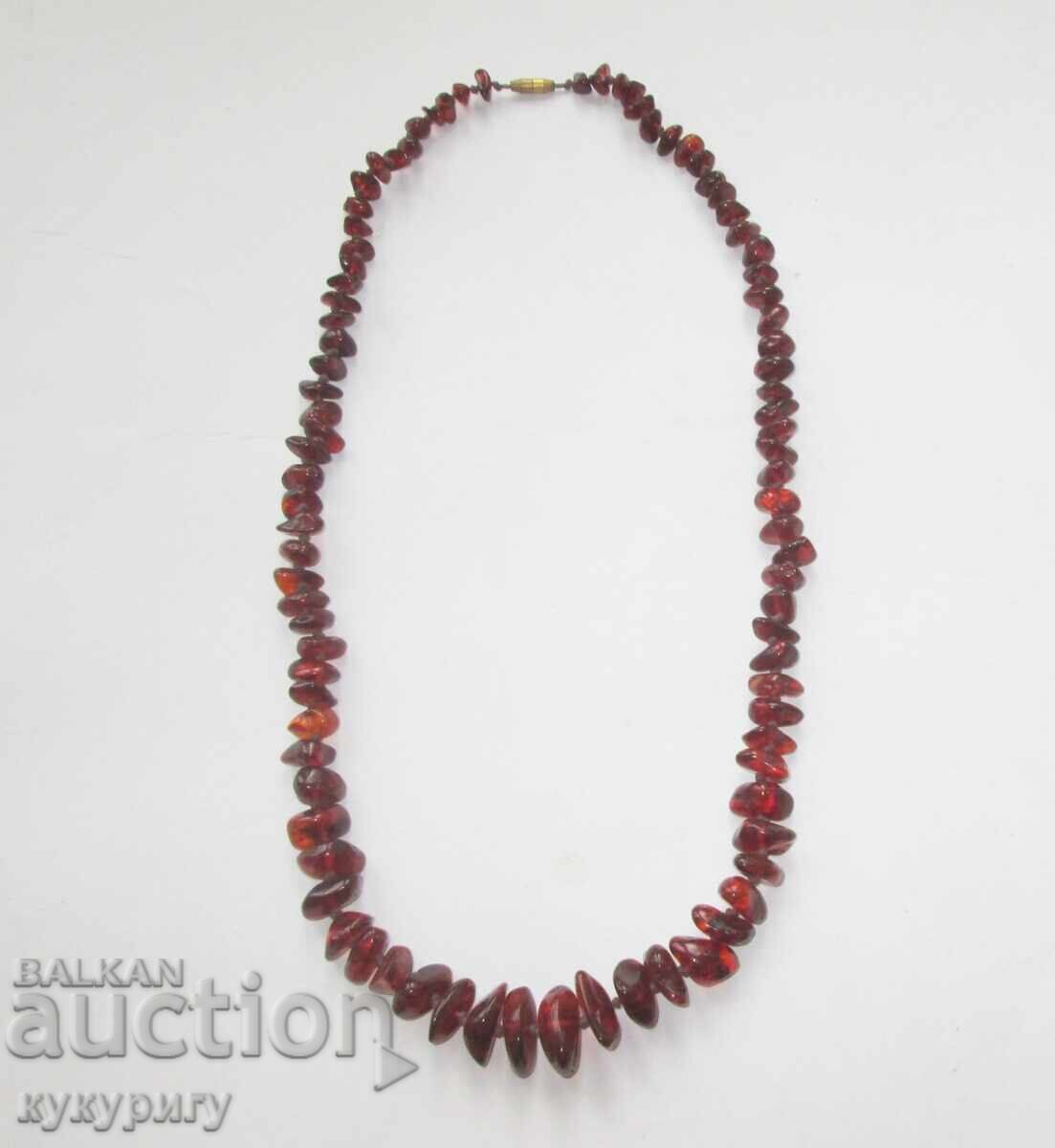 Старо кехлибарено колие гердан натурален тъмен кехлибар