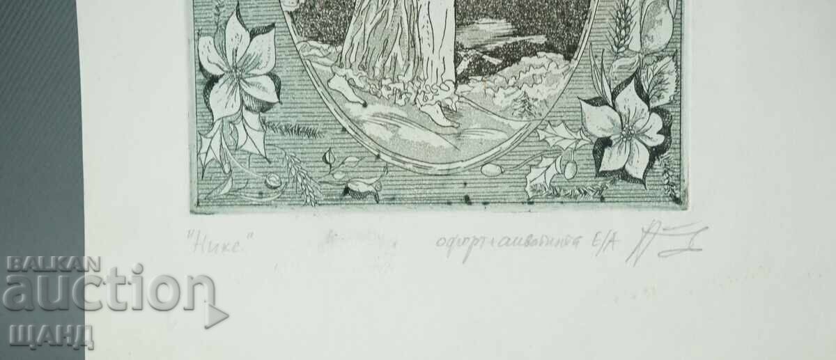 Auction Masterful Drawing Graphic Etching+Aquatint Nike Goddess Signed Auction Masterful Drawing Graphic Etching+Aquatint Nike Goddess Signed