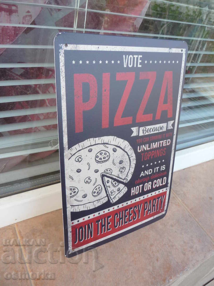 Μεταλλική πινακίδα φαγητό πίτσα μεγάλη πάρτι σάλτσες κουτί διανομή με τιμή 18.00 BGN | € 9.20