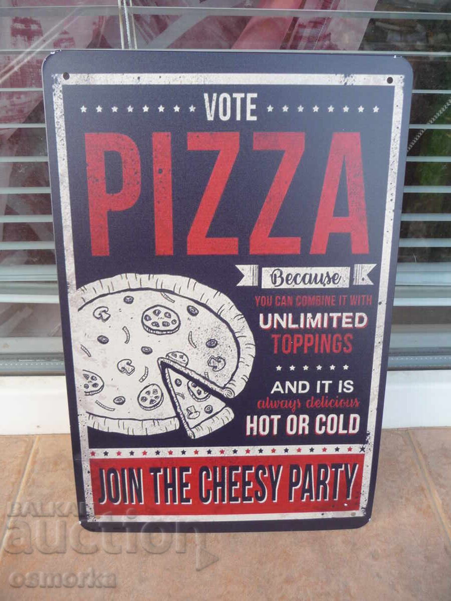 Μεταλλική πινακίδα φαγητό πίτσα μεγάλη πάρτι σάλτσες κουτί διανομή