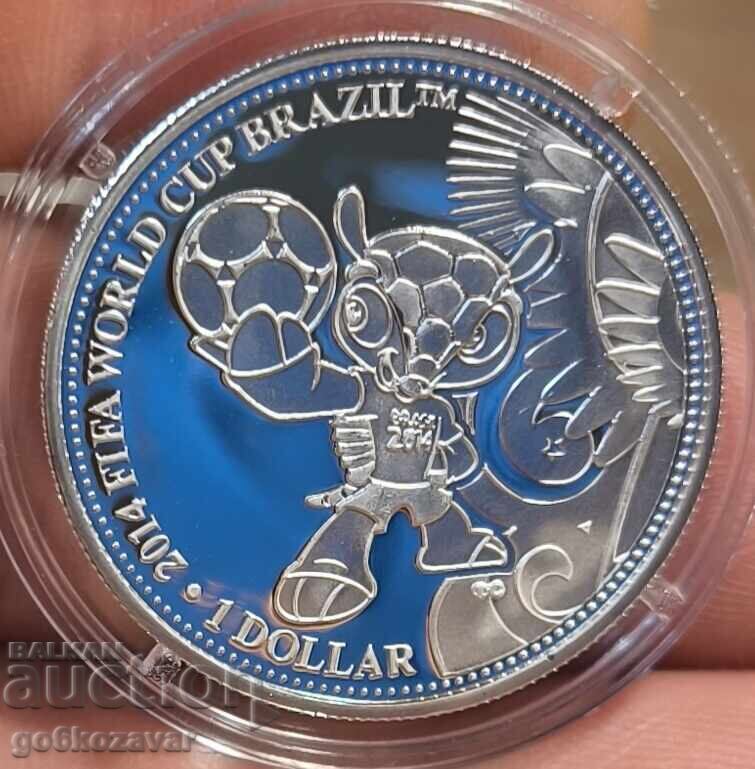 Νήσοι Κουκ 1 δολάριο 2013 Ασήμι UNC, Παγκόσμιο Κύπελλο Ποδοσφαίρου 2014 Νήσοι Κουκ 1 δολάριο 2013 Ασήμι UNC, Παγκόσμιο Κύπελλο Ποδοσφαίρου 2014