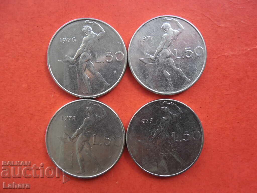 50 λίρες 1976, 1977, 1978 και 1979 g. Ιταλία
