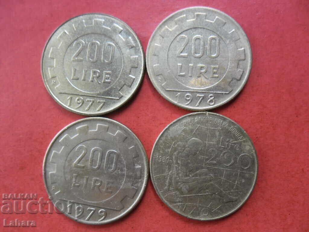 200 λίρες 1980, 1977, 1978 και 1979 εκ. Ιταλίας