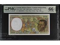 Central African States 1000 Francs 1999 Year PMG 67