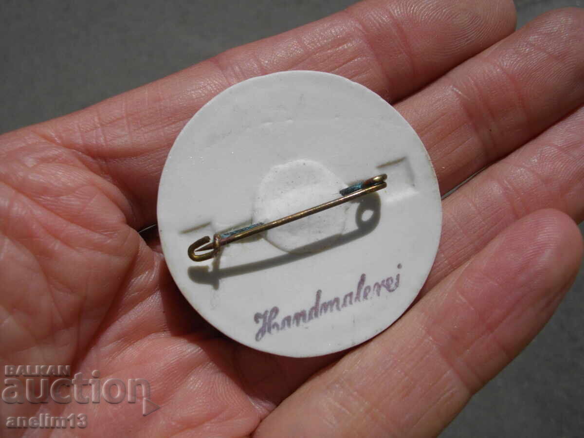 OLD BROOCH HAND-PAINTED PORCELAIN HANDMALEREI - 5