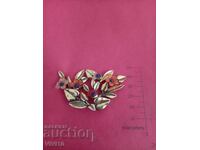 Broșă veche email, Aurire, Marcată