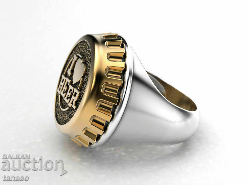 Доставка на Пръстен I love beer, капачка, бира, златно, сребърно, №68