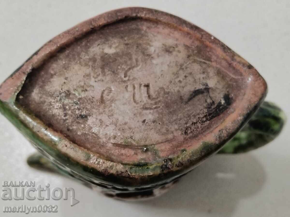 Ανάγλυφη τροία κανάτα μινιόν 12εκ. κεραμική τέλη 19ου αιώνα - 5