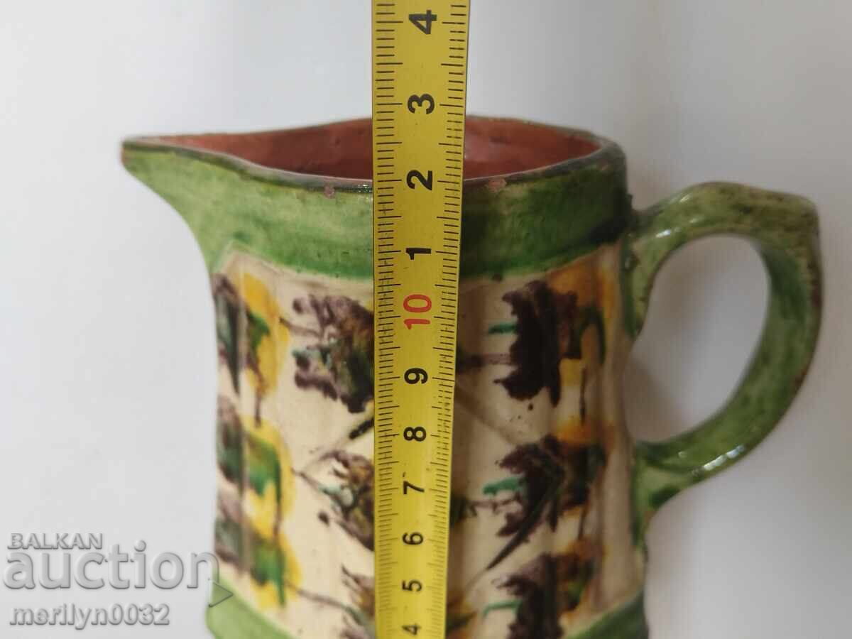 Ανάγλυφη τροία κανάτα μινιόν 12εκ. κεραμική τέλη 19ου αιώνα - 5