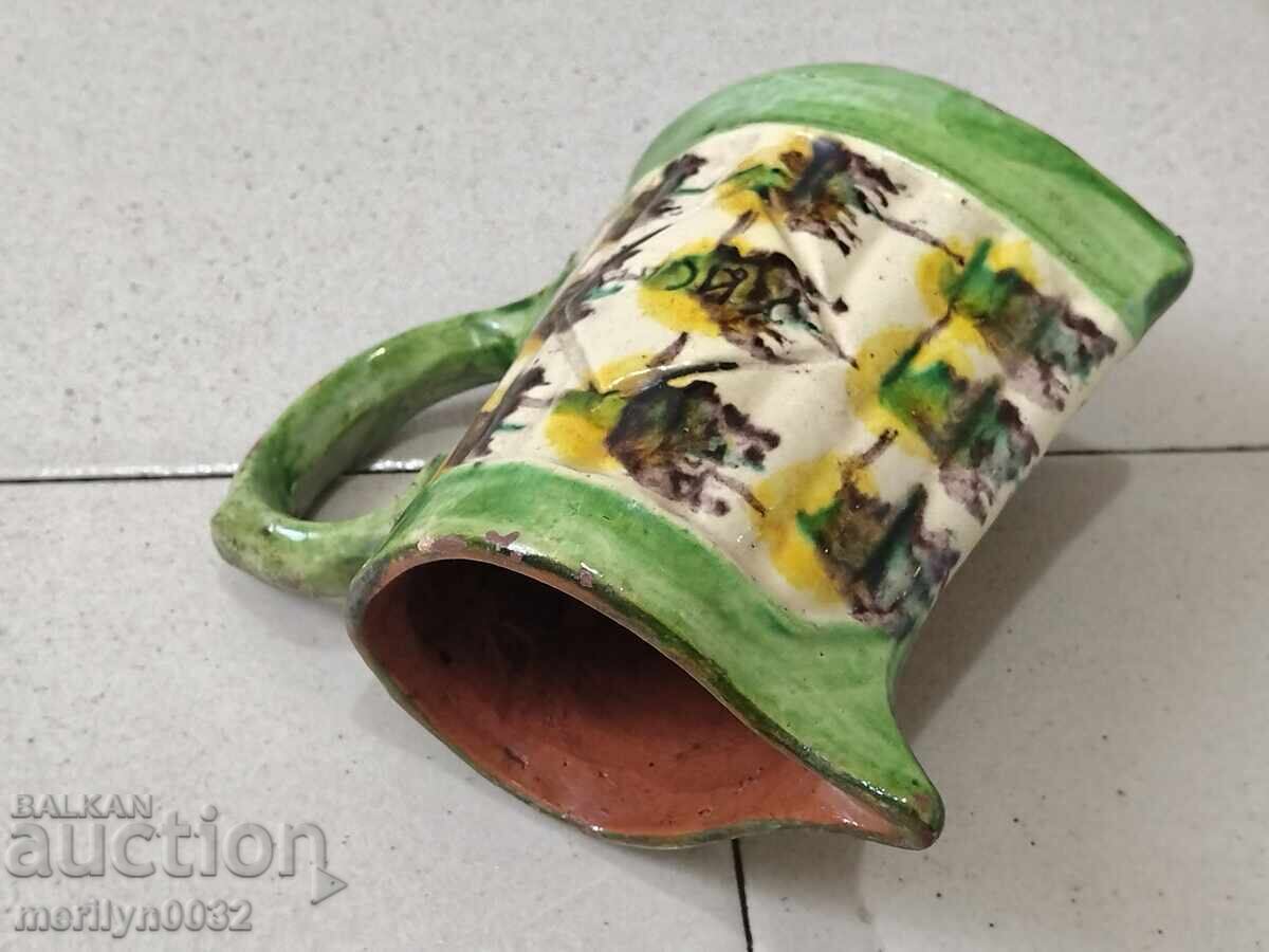 Ανάγλυφη τροία κανάτα μινιόν 12εκ. κεραμική τέλη 19ου αιώνα - 7