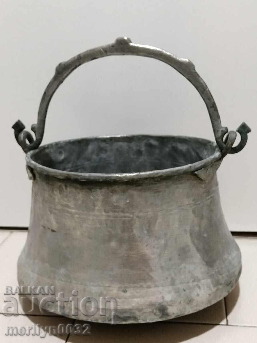 Old copper cauldron, copper, cauldron, forged vessel