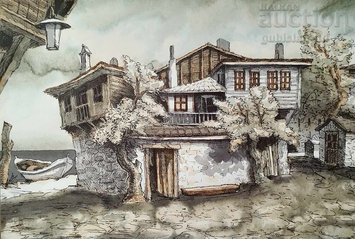 Картина "Несебър", 1999 г. с цена 270.00 лв. | € 138.05