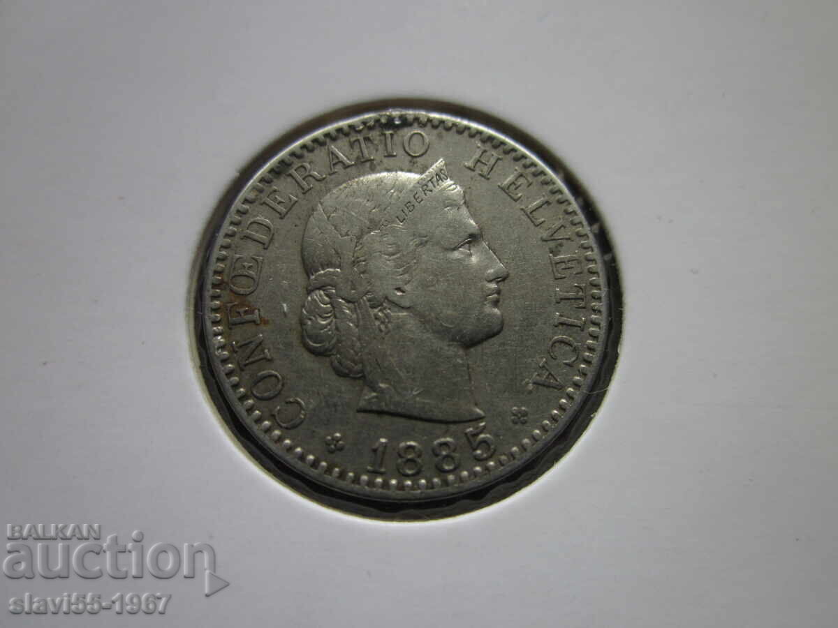 Livrarea 20 Rappen ELVEȚIA 1885, EXCELENTĂ STARE !!!