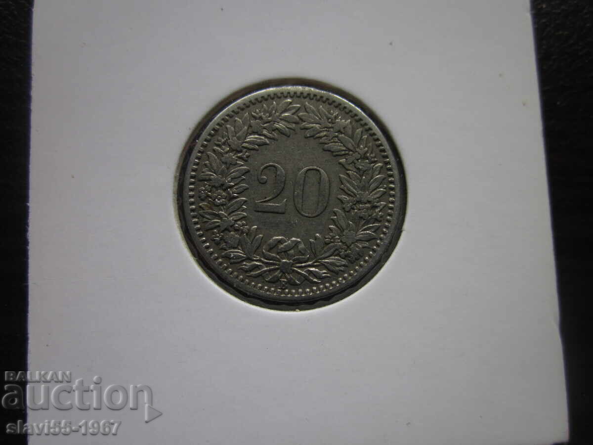 20 Rappen ELVEȚIA 1885, EXCELENTĂ STARE !!!