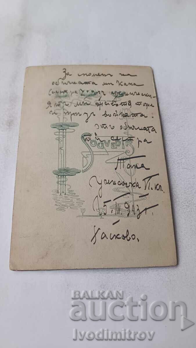 Photo Young girl Haskovo 1913 Cardboard with price 6.85 BGN | € 3.50