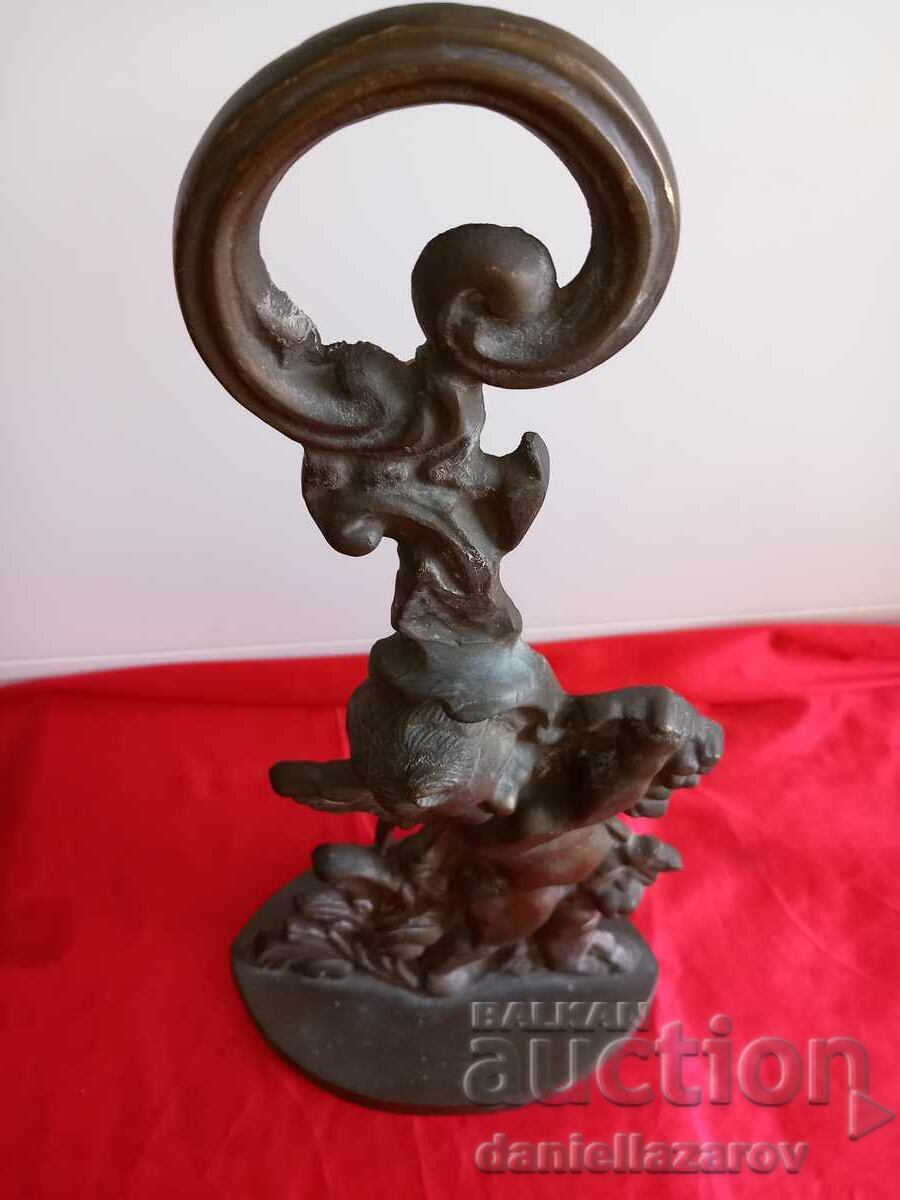 Auction  19th Century Victorian Bronze Doorstop, CHERUB, Angel