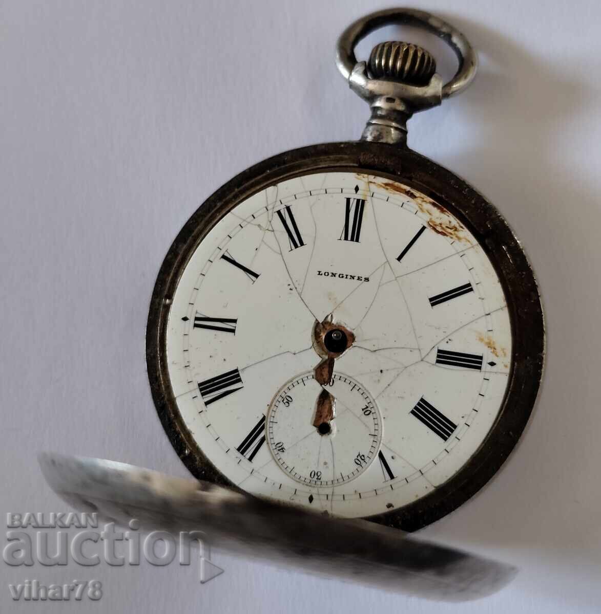 Silver pocket watch Longines - not working with price 187.99 BGN | € 96.12