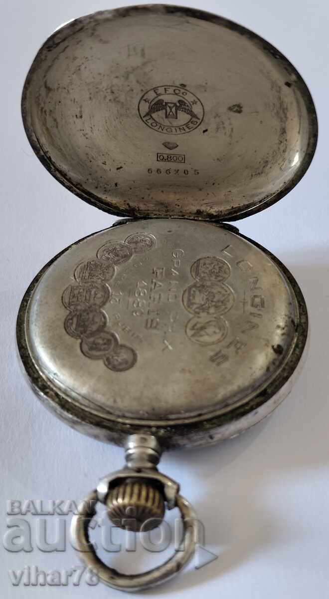 Silver pocket watch Longines - not working - 6