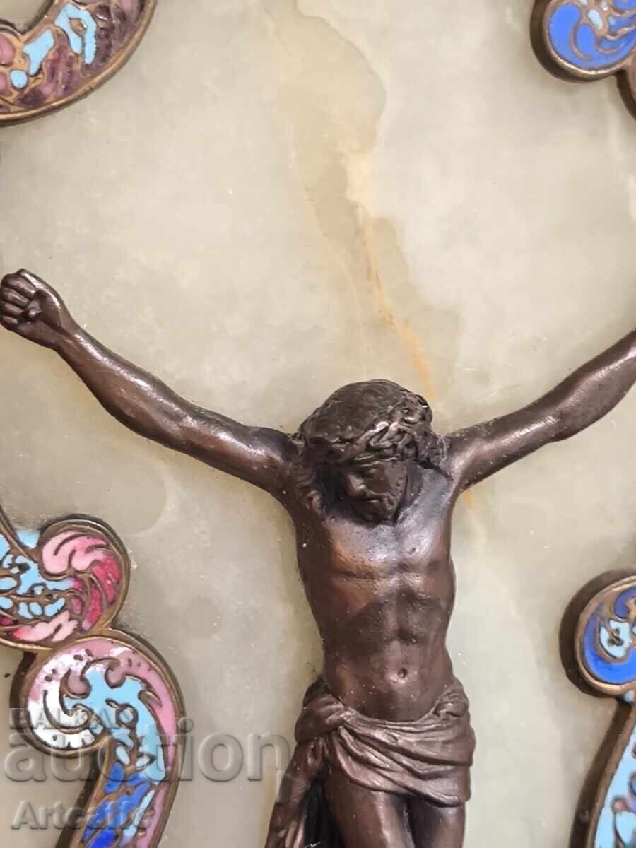 Cloisonné rocaille with bronze crucifix with price 140.00 BGN | € 71.58 Cloisonné rocaille with bronze crucifix with price 140.00 BGN | € 71.58