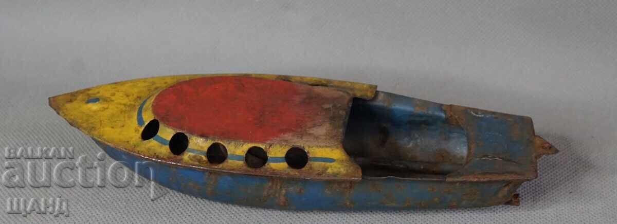 Veche Jucărie Metalică Germană din Tablă, Model Barca