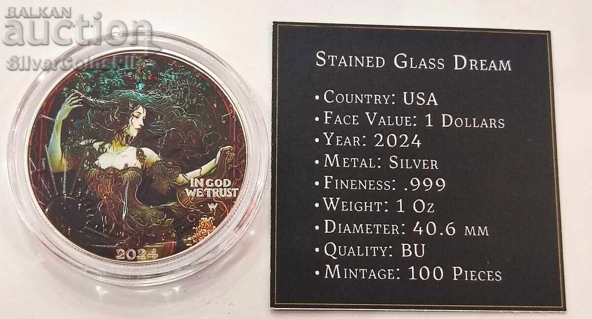 Silver 1 oz Glass Dreams 2024 USA Dark Beauty - 5 Silver 1 oz Glass Dreams 2024 USA Dark Beauty - 5