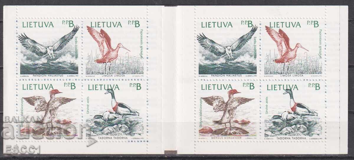 Чист блок в карнетка Фауна Птици 1992 от Литва