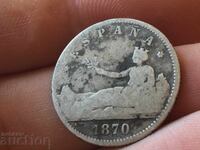 Spania 1 peseta 1870 argint