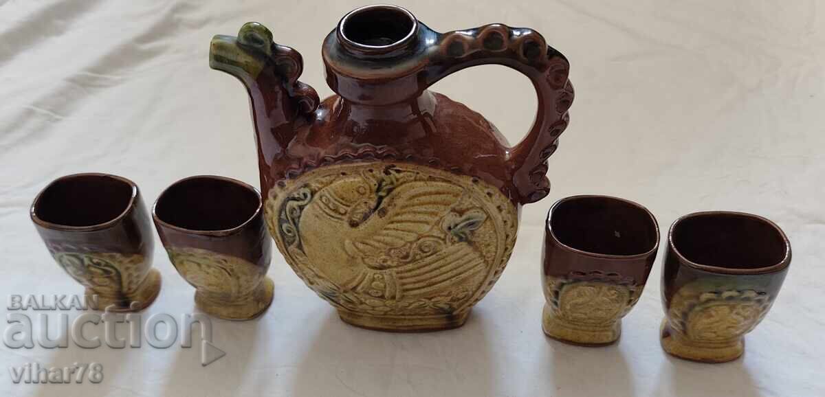 Delivery of Ceramic jug with four wine glasses