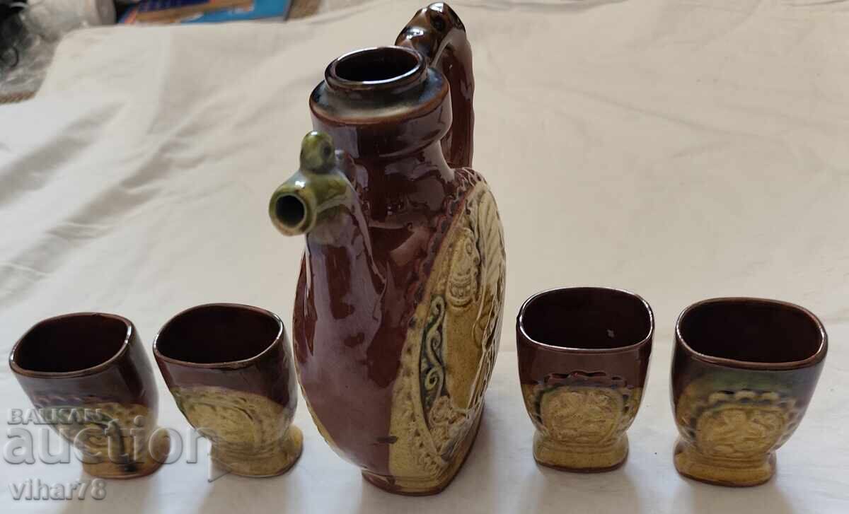 Κεραμική κανάτα με τέσσερα ποτήρια κρασιού - 5 Κεραμική κανάτα με τέσσερα ποτήρια κρασιού - 5