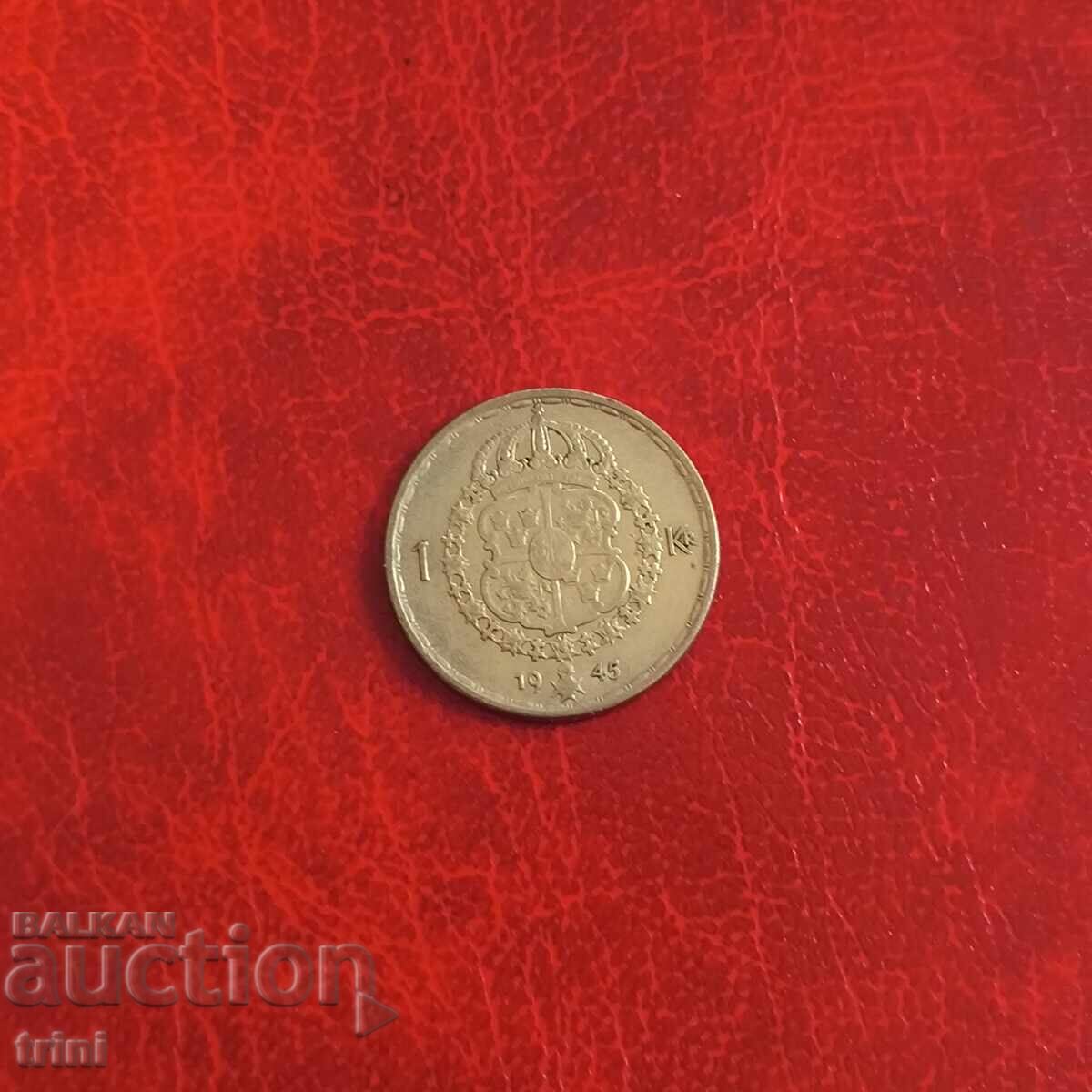 Швеция 1 крона 1945 "G" - Алф Грабе