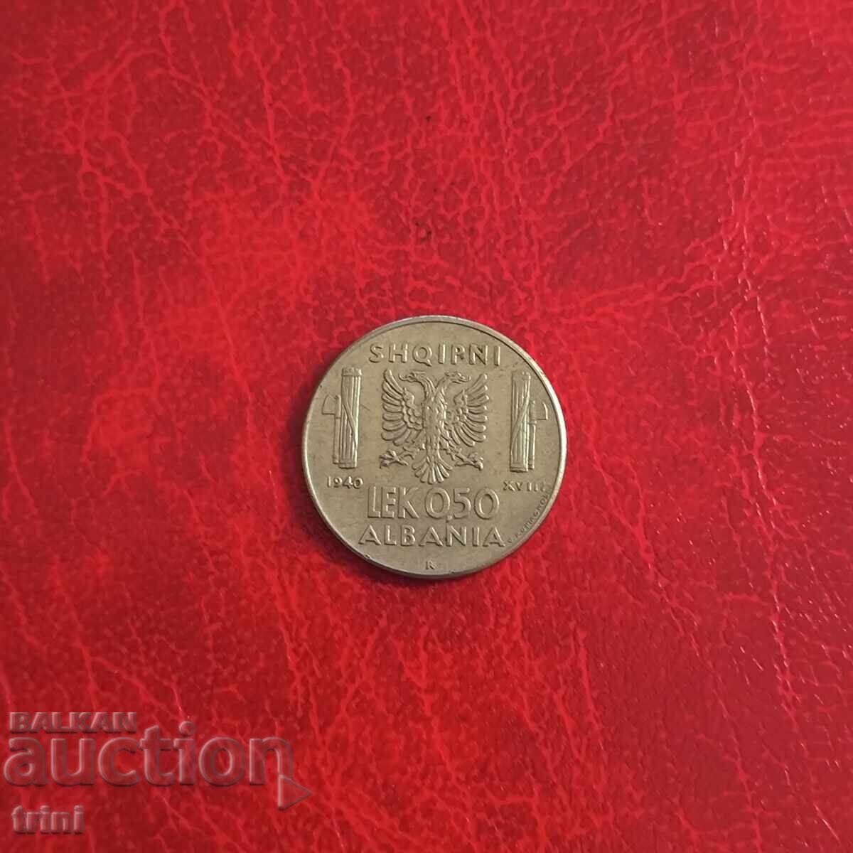 Albania 0.5 Lek 1940 Year Albania 0.5 Lek 1940 Year