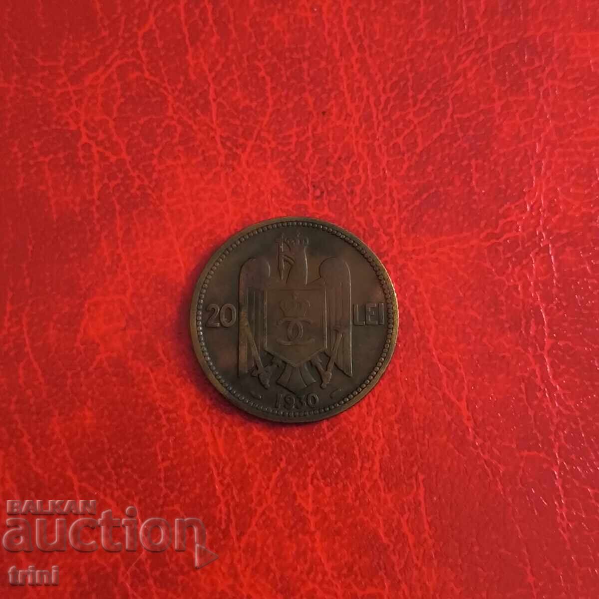 Ρουμανία 20 λέι 1930 Πορτρέτο Κάρολος Β' Ρουμανία 20 λέι 1930 Πορτρέτο Κάρολος Β'