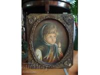 Antique Painting of a Crying Child