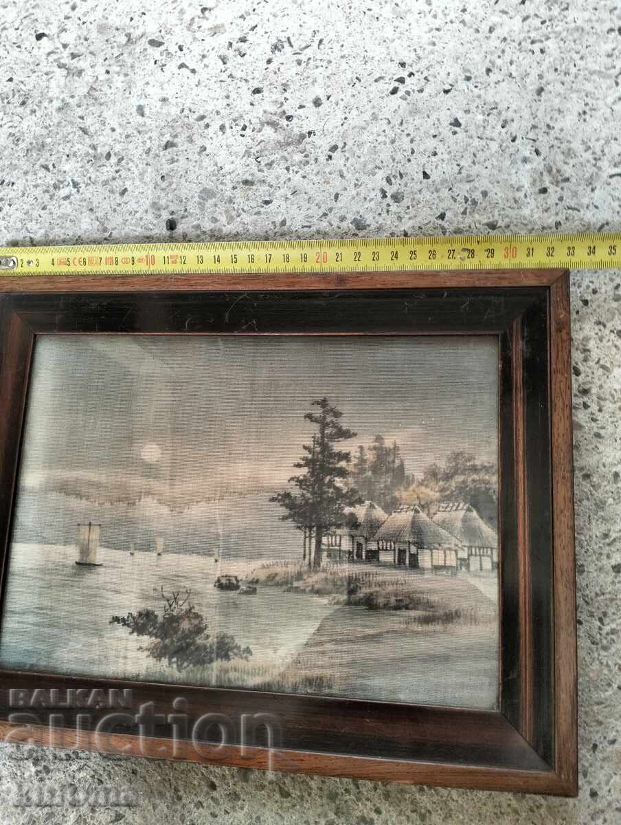 Licitație Tablou pictat cu cerneală japoneză Meiji pe mătase periată Licitație Tablou pictat cu cerneală japoneză Meiji pe mătase periată