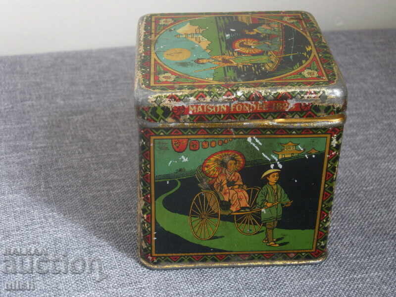 Доставка на Стара литографна тенекиена кутия за чай Hornimans Доставка на Стара литографна тенекиена кутия за чай Hornimans